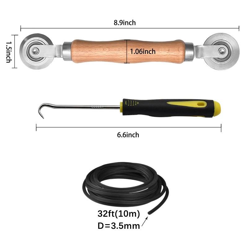 BAYTORY Window Screen Repair Kit, Steel Roller Tool with Bearing, Spline Removal Hook and 32ft Retainer Spline Replacement for Installing Door Mesh Screens - Image 2
